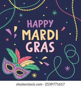 Feliz design de pôster de mardi gras