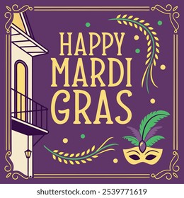 Feliz design de pôster de mardi gras