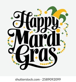  Happy Mardi Gras typography Design. Calligraphy Mardi Gras Celebration Party Vector illustration