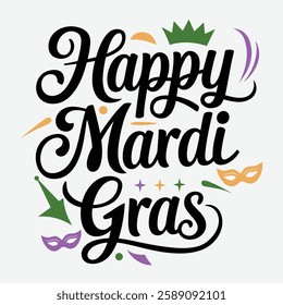  Happy Mardi Gras typography Design. Calligraphy Mardi Gras Celebration Party Vector illustration