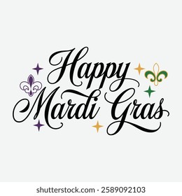  Happy Mardi Gras typography Design. Calligraphy Mardi Gras Celebration Party Vector illustration