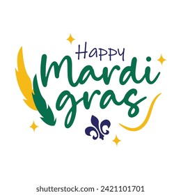 Happy mardi gras typography vector