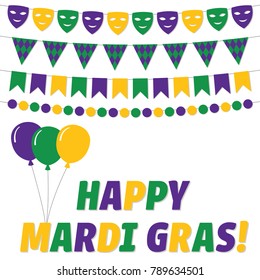 Happy Mardi Gras, vector greeting card