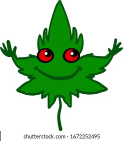 Feliz marihuana, ilustración, vector de fondo blanco.