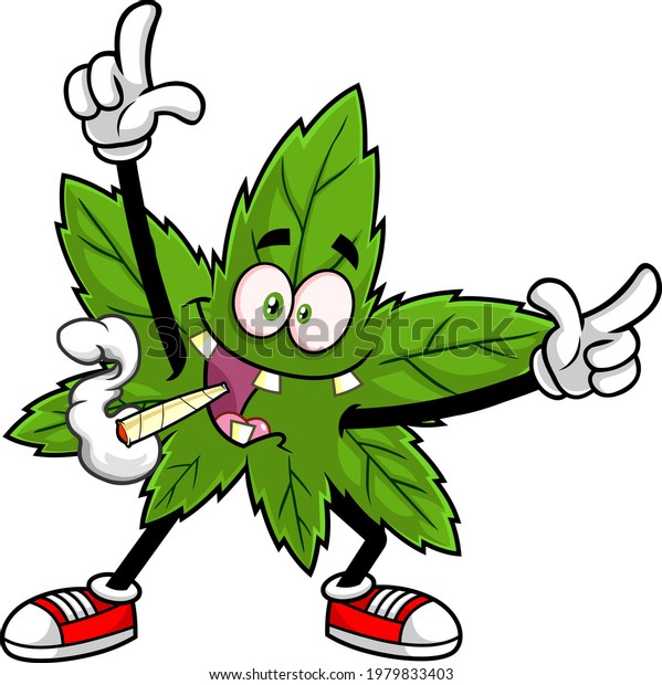 Happy Marijuana Leaf Cartoon Character Joint Stock Vector (Royalty Free ...