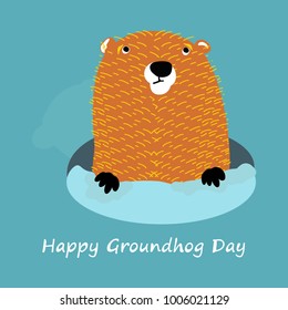 Happy marmot day. A drawing on a blue background of a pretty marmot.