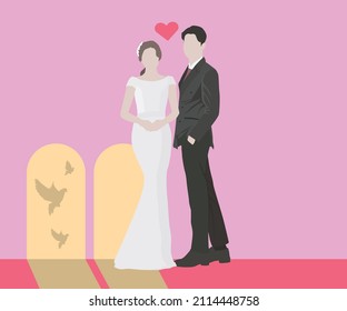 Happy marriage couple - romantic wedding days