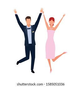 happy married couple icon over white background, vector illustration