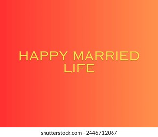 Happy married life wishing text vector icon isolated in beautiful background