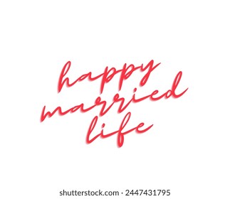 Happy married life wishing text vector icon isolated in beautiful background