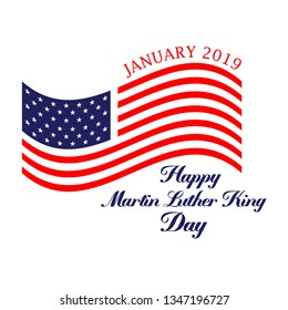 happy Martin Luther King day against american flag on a vector design