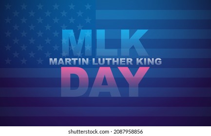 Happy Martin Luther King Day. Congratulatory Inscription On The Background Of The American Flag. No People. Closeup, Top View. Congratulations For Family, Relatives, Friends And Colleagues