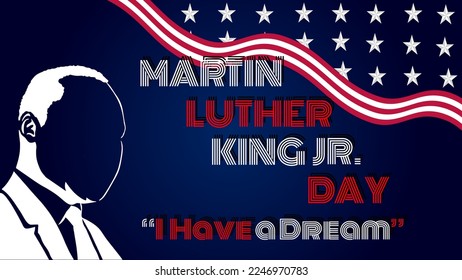 Happy Martin Luther King Day with US Flag gradient blue background vector