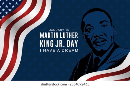 Happy Martin Luther King day. Martin Luther King Day flyer, banner, poster or social media posts. Vector illustration with copy space for text.