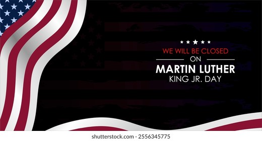 Happy Martin Luther King Day With We Will be Closed Text Background Illustration. Observing Martin Luther King Jr Day A Reminder of Our Commitment to Equality