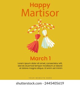 Happy Martisor Social media background design.ed and white symbol of spring.