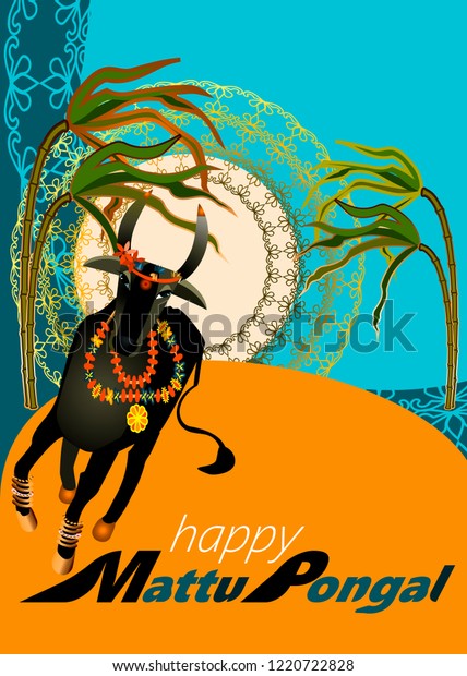 Happy Mattu Pongal Greeting Background Stock Vector Royalty Free 1220722828