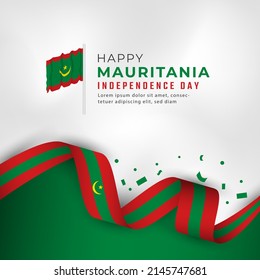 Happy Mauritania Independence Day November 28th Celebration Vector Design Illustration. Template for Poster, Banner, Advertising, Greeting Card or Print Design Element