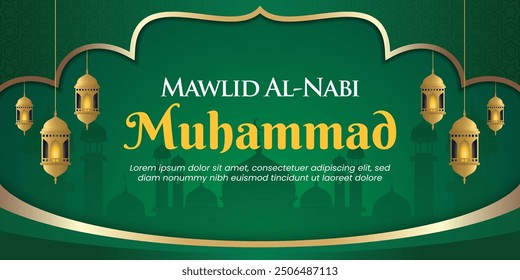 Happy mawlid al-nabi Muhammad or Maulid nabi Islamic background. Suitable for greeting card, poster and banner