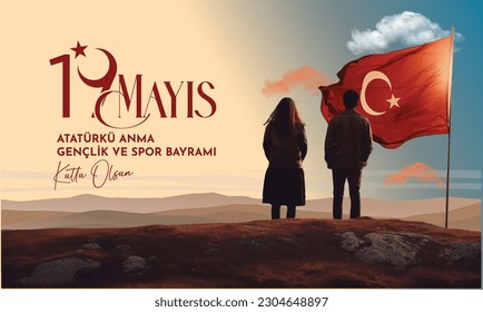 El feliz 19 de mayo es la conmemoración de Atatürk, el día de la juventud y el deporte. Traducir: 19 Mayıs Atatürk'ü Anma Gençlik ve Spor Bayramı kutlu olsun.