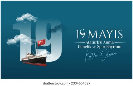 Der 19. Mai ist das Gedenken an Atatürk, Jugend und Sport. Übersetzen: 19 Mayıs Atatürk'ü Anma Gençlik ve Spor Bayramı kutlu olsun.