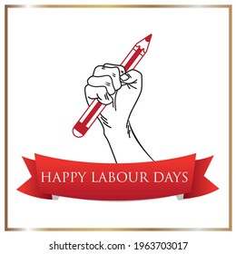 Happy May 1st labor and solidarity day greeting card.  