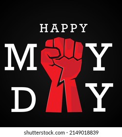 Happy May Day. 1st May workers Day background for the black color banner and template design vector illustration.