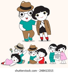 Happy Me and My Soul Mate Characters illustration set