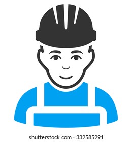 Happy Mechanic vector icon. Style is flat symbol, rounded angles, white background.