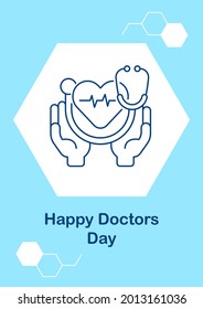 Happy medical assistants day postcard with linear glyph icon. Greeting card with decorative vector design. Simple style poster with creative lineart illustration. Flyer with holiday wish