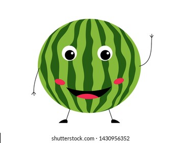Happy melon character. Watermelon figure with funny face. 