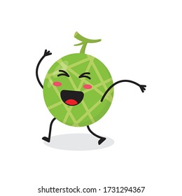 happy melon fruit cute character mascot vector design