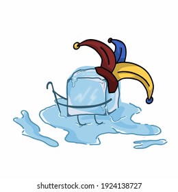 Happy melting ice cube circus character vector template design illustration