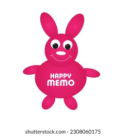 Happy memo bunny sticker vector design
