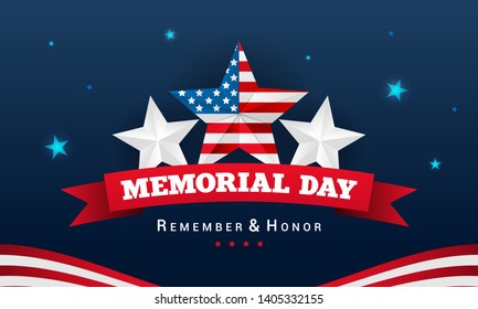 Happy Memorial Background Vector Illustration Usa Stock Vector (Royalty ...