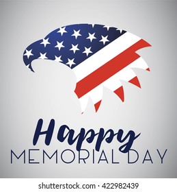 Happy Memorial Day with American Eagle. Isolated on white.
