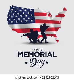 happy memorial day. American soldier with flag. vector illustration design