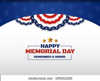 Happy Memorial Day Background Design With USA Circle Flag. Vector illustration