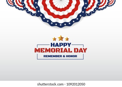 Happy Memorial Day Background Design With USA Circle Flag. Vector illustration
