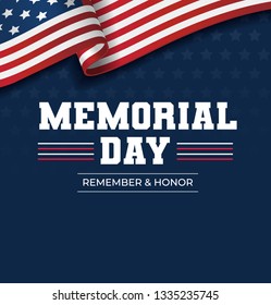 Happy Memorial Day background. National american holiday illustration. Vector Memorial day greeting card