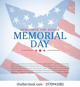 Happy Memorial Day background. National american holiday illustration. Vector Memorial day greeting card