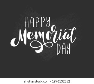 Happy Memorial Day background. National American holiday illustration. Vector Memorial day greeting card. Hand drawn text.