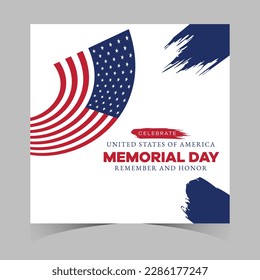 Happy Memorial Day background template. Happy Memorial Day poster. Remember and honor on top of the American flag. Patriotic banner. Vector illustration