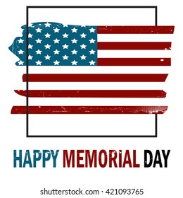 Happy Memorial Day background template.   American flag in a frame. Patriotic banner. Vector illustration.