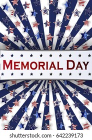 Happy Memorial Day background template. Stars and American flag. Patriotic banner. Vector illustration.