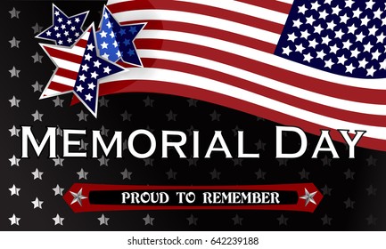 Happy Memorial Day background template. Stars and American flag. Patriotic banner. Vector illustration.
