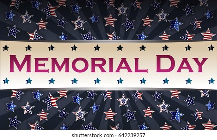 Happy Memorial Day background template. Stars and American flag. Patriotic banner. Vector illustration.