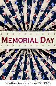 Happy Memorial Day background template. Stars and American flag. Patriotic banner. Vector illustration.