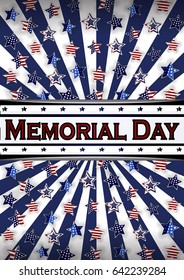 Happy Memorial Day background template. Stars and American flag. Patriotic banner. Vector illustration.