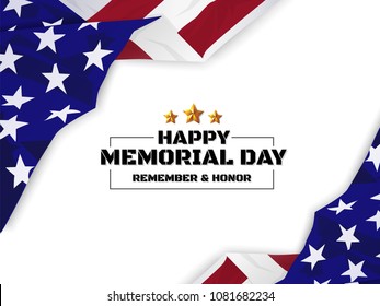 Happy Memorial Day Background. USA Flag Banner with Copy Space. Vector illustration